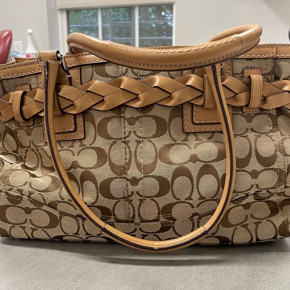 Coach Tan and Brown Signature Satchel - Picture 2 of 5